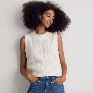 Madewell Ivory Wool Blend Pointelle Knowe Sweater Vest - Size XS